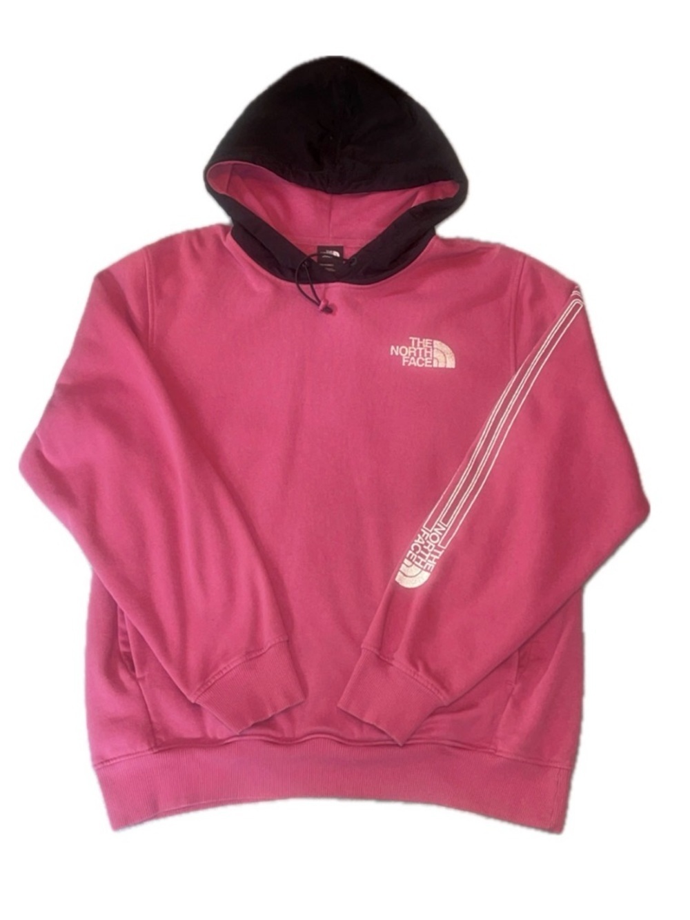The North Face Graphic Box Logo Pullover Hoodie Men Medium Pink Black